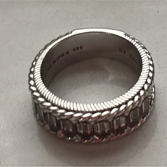 Judith Ripka Sterling Silver CZ Baguette Half Eternity Band Ring - Picture 2 of 13